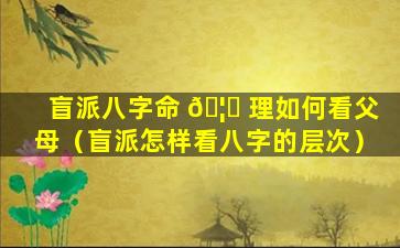 盲派八字命 🦆 理如何看父母（盲派怎样看八字的层次）